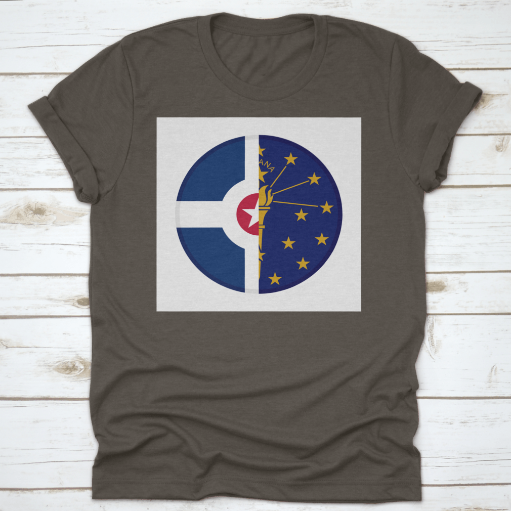 Round Icon featuring Indiana and Indianapolis flags on a white background, showcasing state pride.