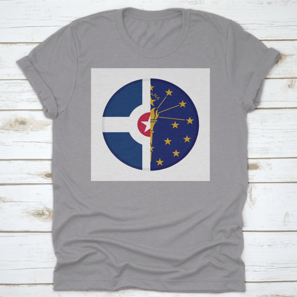 Round Icon featuring Indiana and Indianapolis flags on a white background, showcasing state pride.