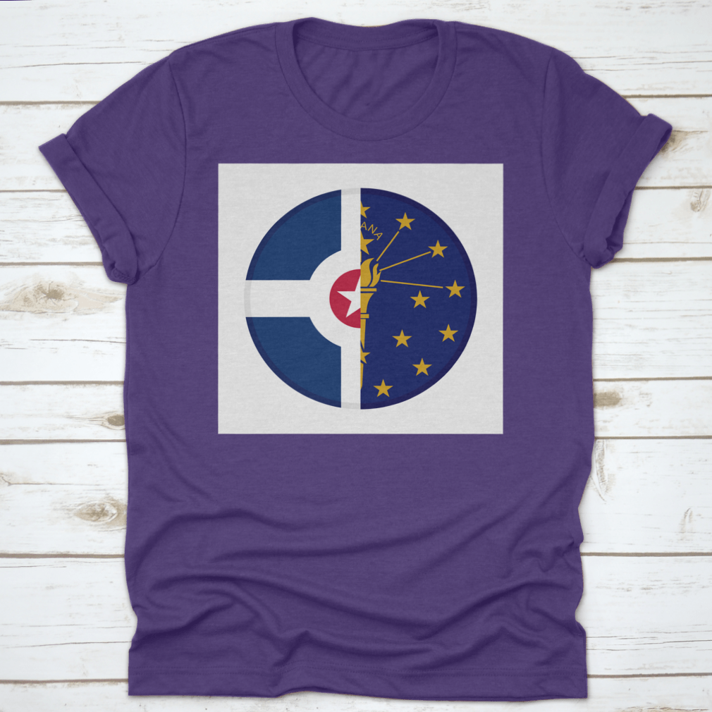 Round Icon featuring Indiana and Indianapolis flags on a white background, showcasing state pride.