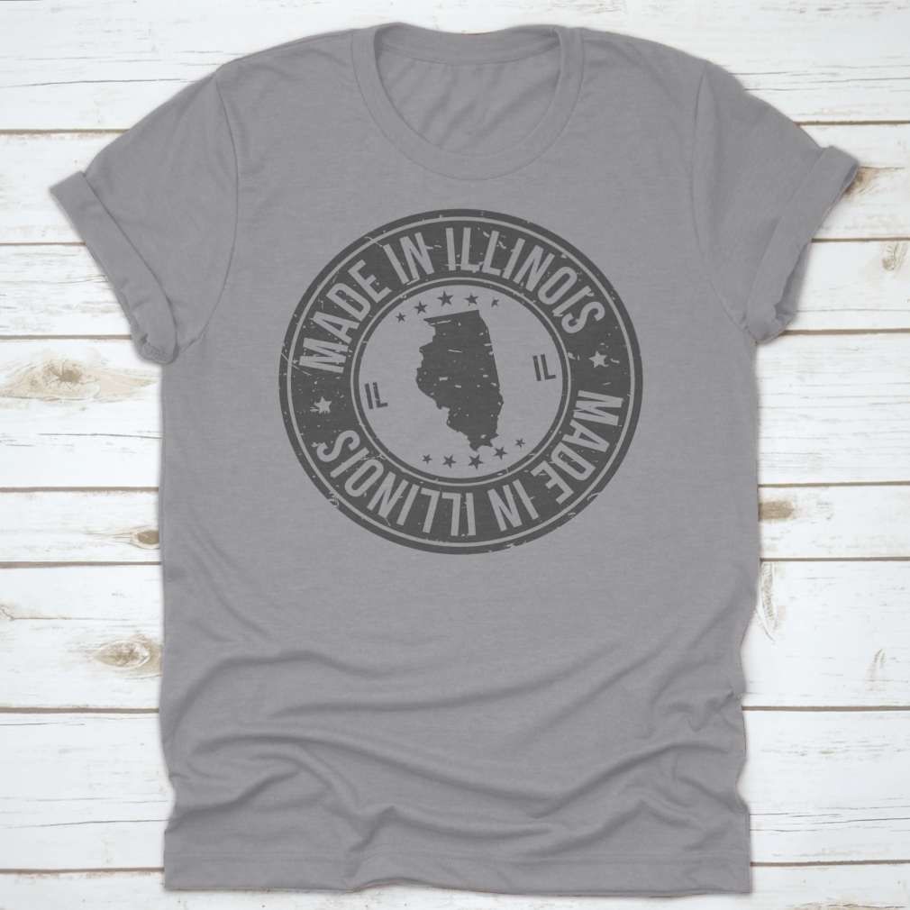 Round illustration stamp featuring typography text 'Made In Illinois', ideal for crafting and scrapbooking.