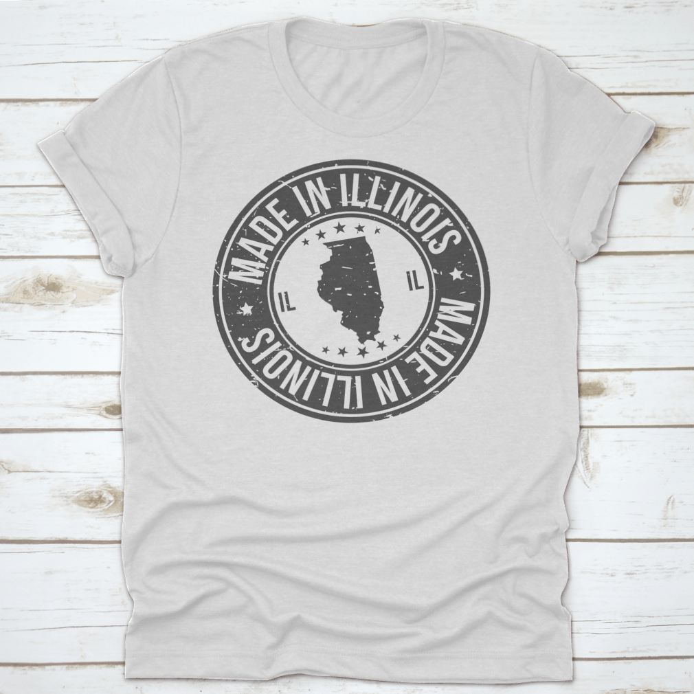 Round illustration stamp featuring typography text 'Made In Illinois', ideal for crafting and scrapbooking.