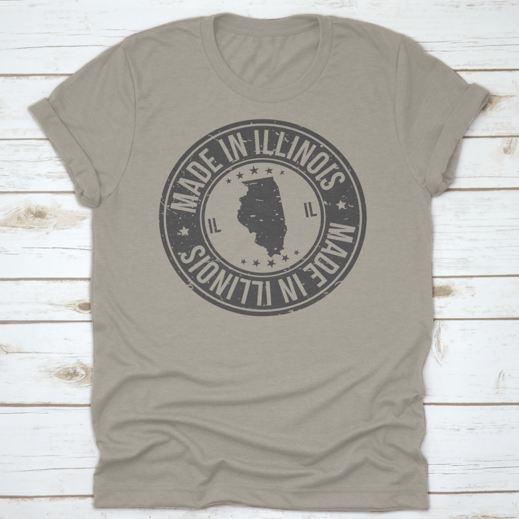 Round illustration stamp featuring typography text 'Made In Illinois', ideal for crafting and scrapbooking.