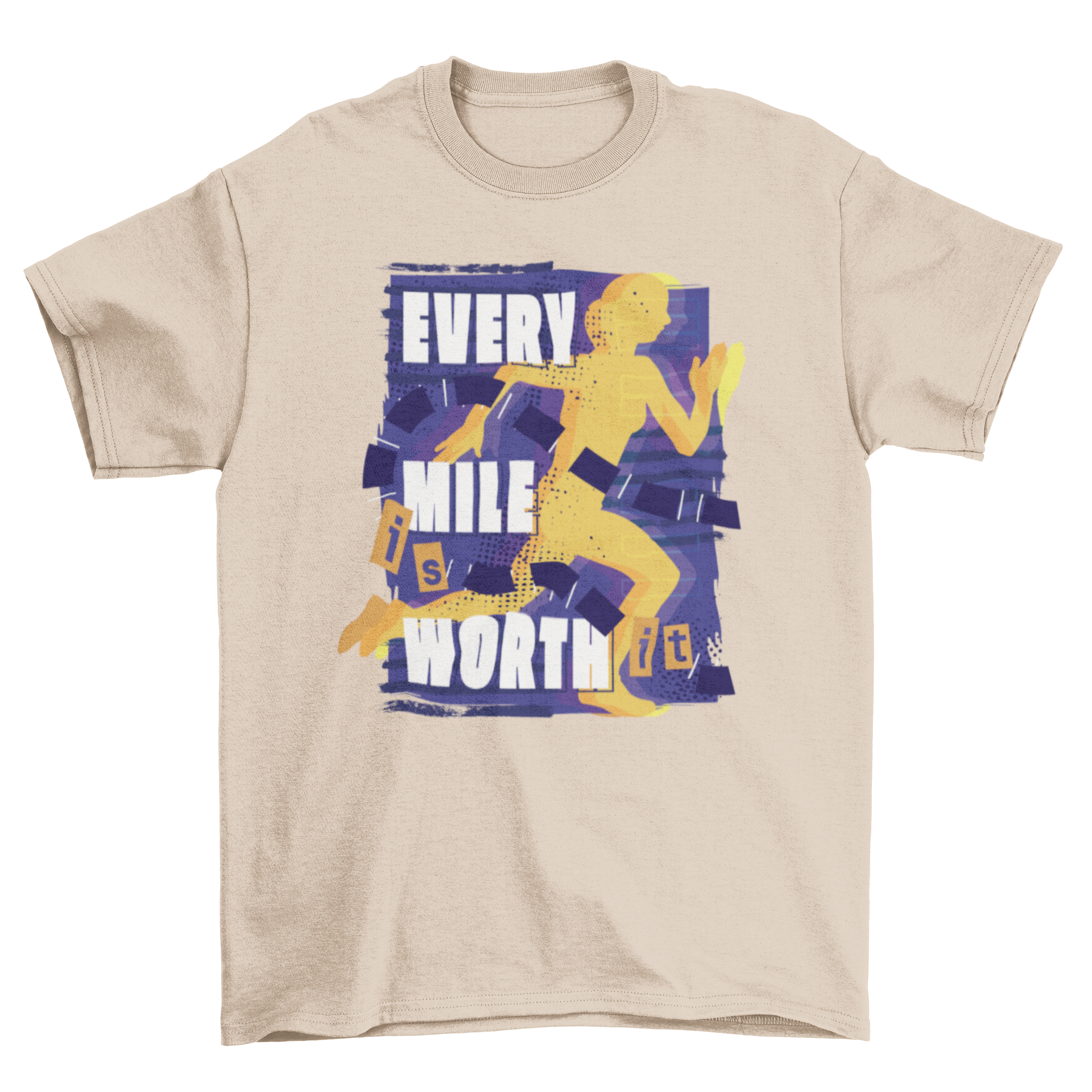 Running motivation t-shirt featuring a running silhouette and the quote 'Every mile is worth it'.