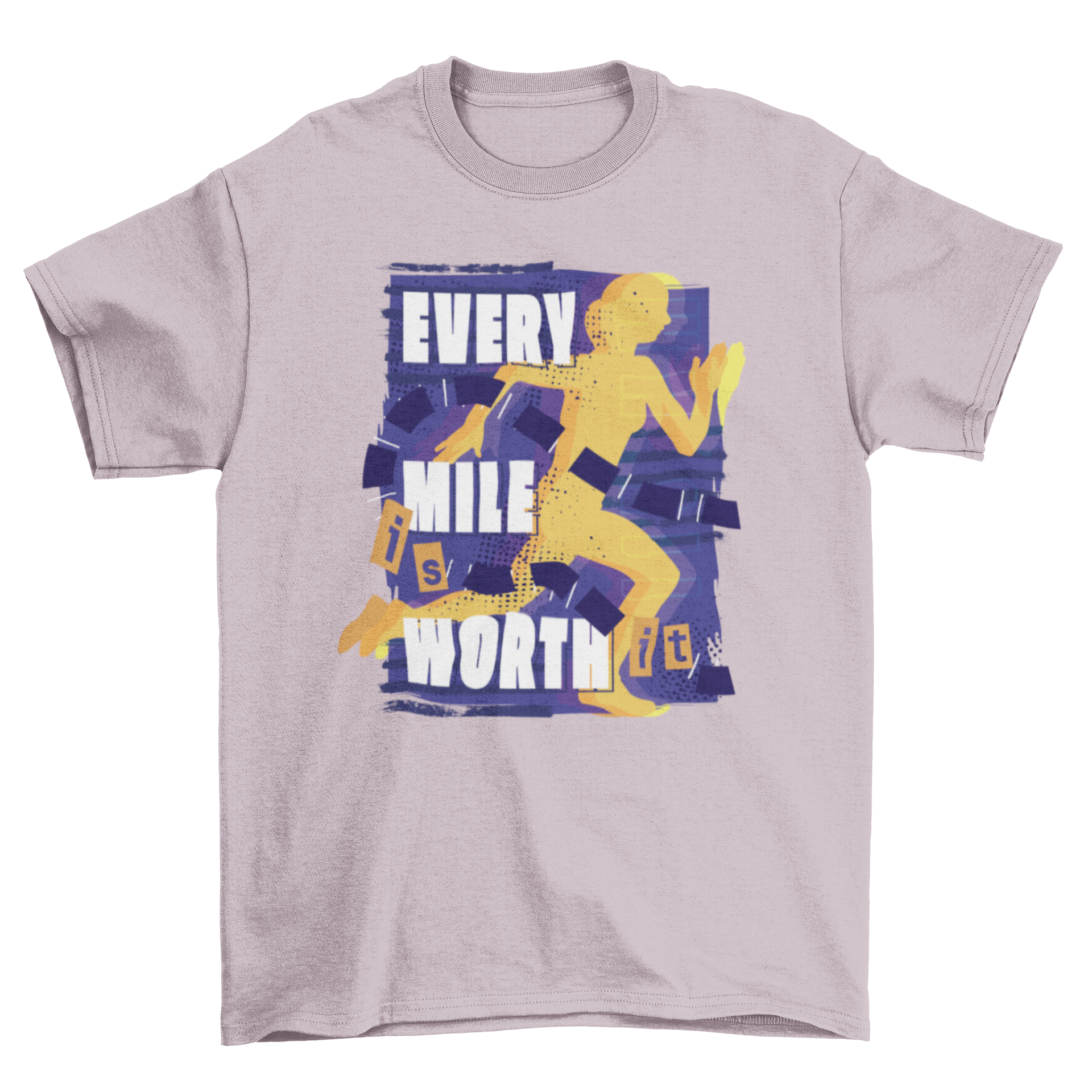 Running motivation t-shirt featuring a running silhouette and the quote 'Every mile is worth it'.