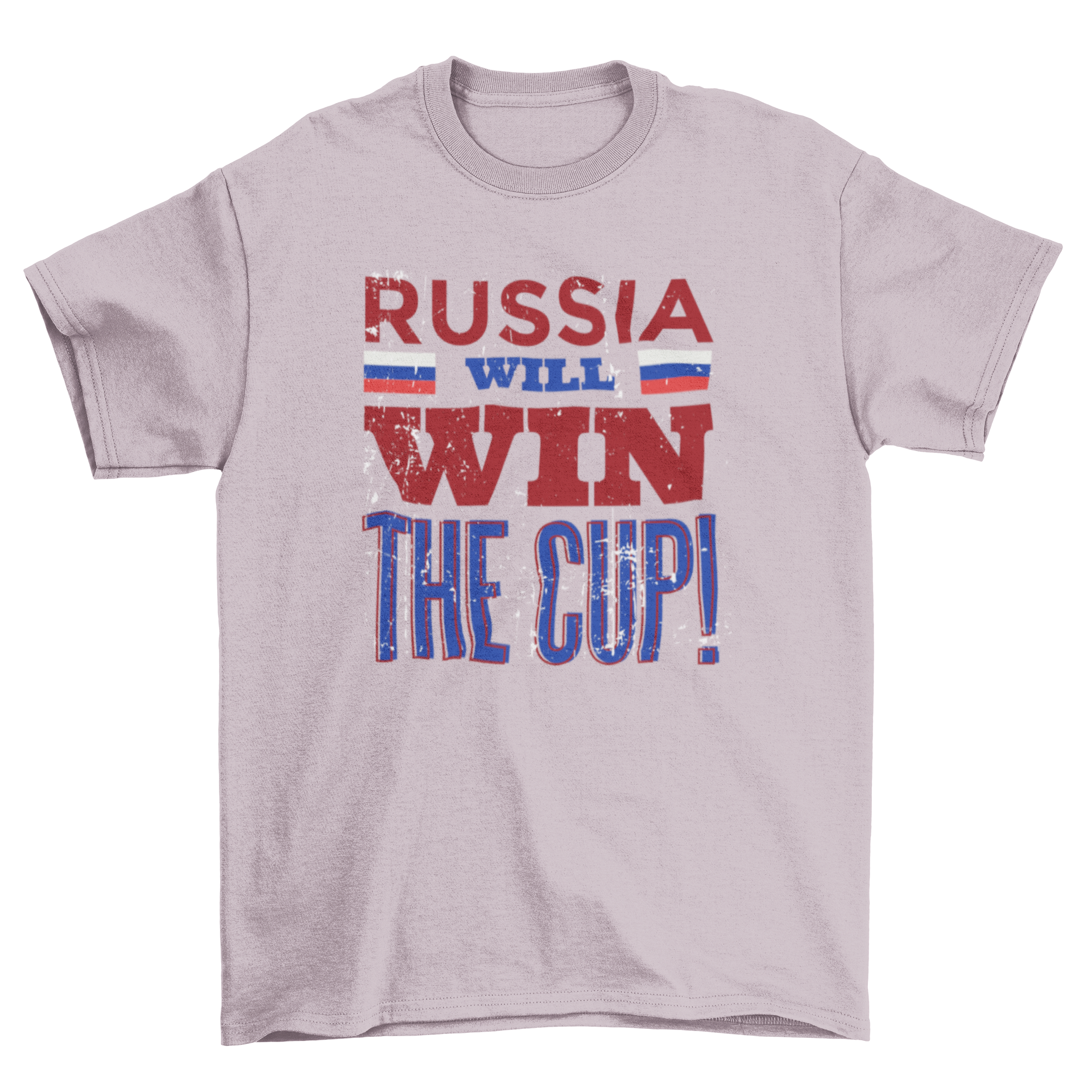A stylish t-shirt featuring the phrase 'Russia will win the cup' designed for football fans.