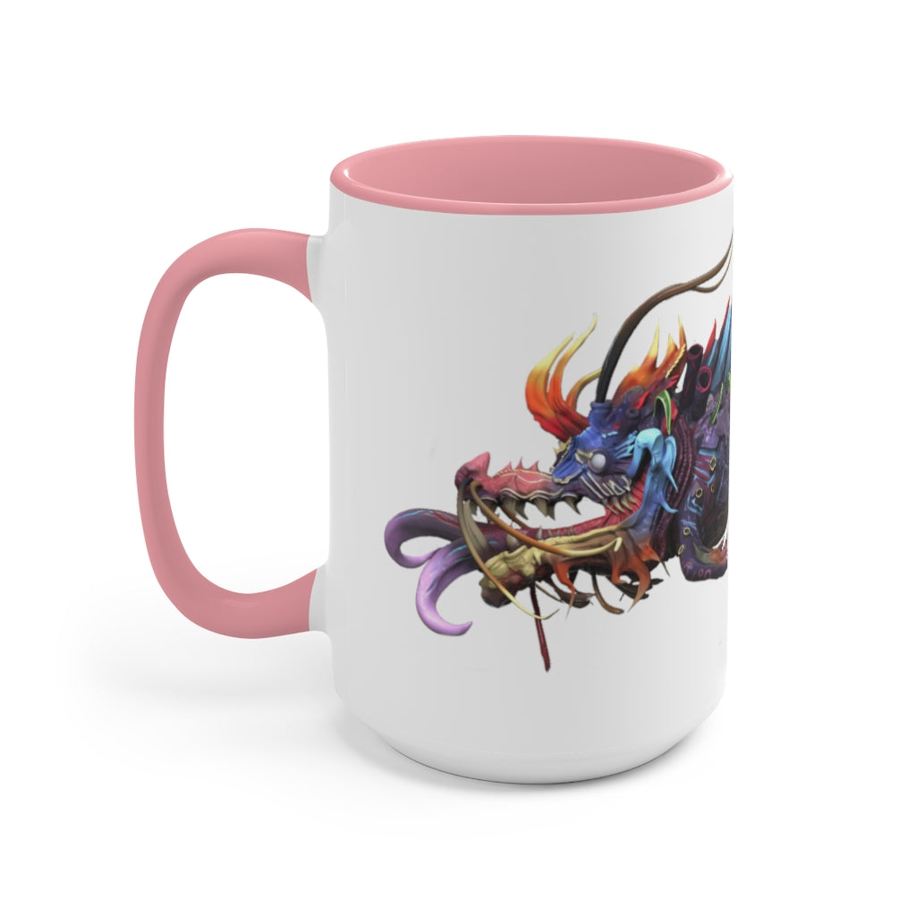 Ryuuk the Fish Dragon God Accent Mug featuring a two-tone design with a unique dragon illustration.