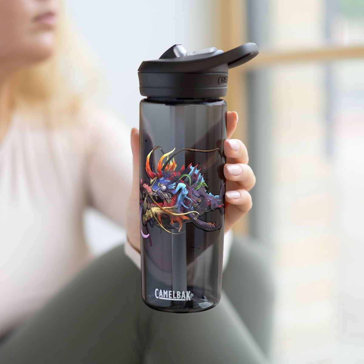 Ryuuk the Fish Dragon God CamelBak Eddy® Water Bottle in 20oz and 25oz sizes, featuring a unique design and robust Tritan™ material.
