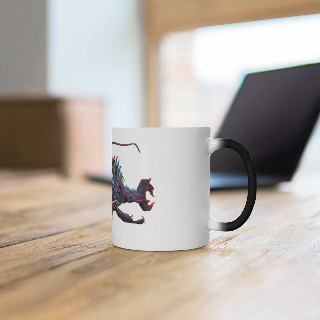 Ryuuk the Fish Dragon God Color Changing Mug showcasing vibrant colors and a sleek design.