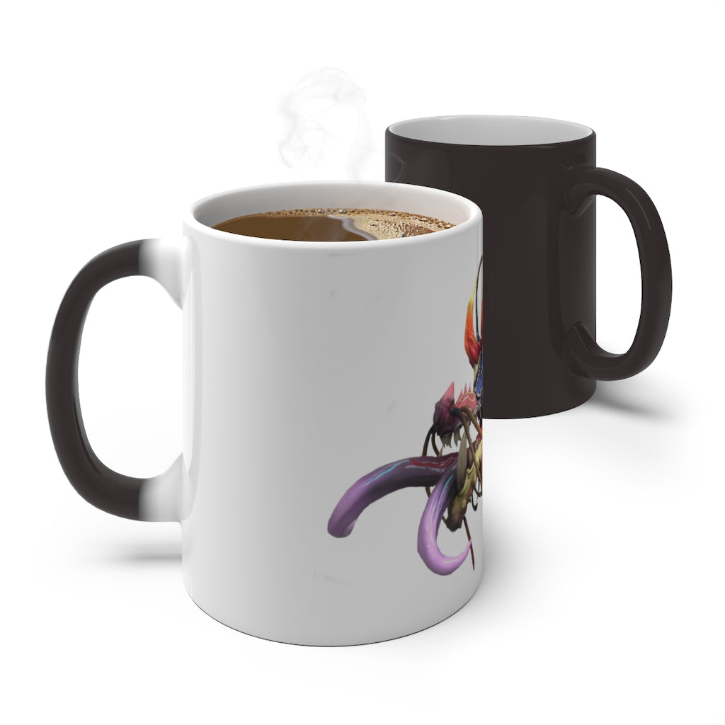 Ryuuk the Fish Dragon God Color Changing Mug showcasing vibrant colors and a sleek design.