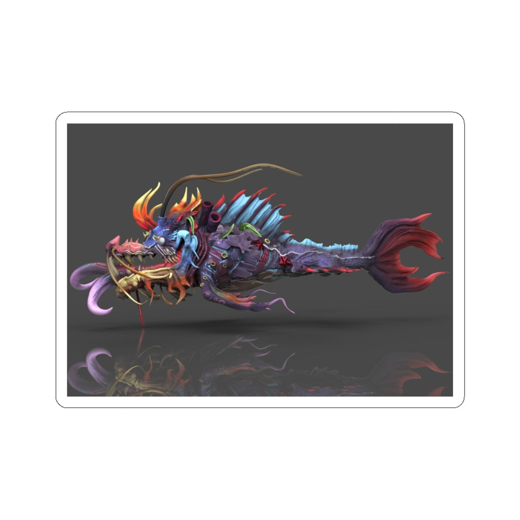 Ryuuk The Fish Dragon God Kiss-Cut Stickers showcasing intricate designs in various sizes and colors.