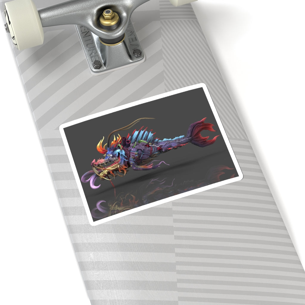 Ryuuk The Fish Dragon God Kiss-Cut Stickers showcasing intricate designs in various sizes and colors.