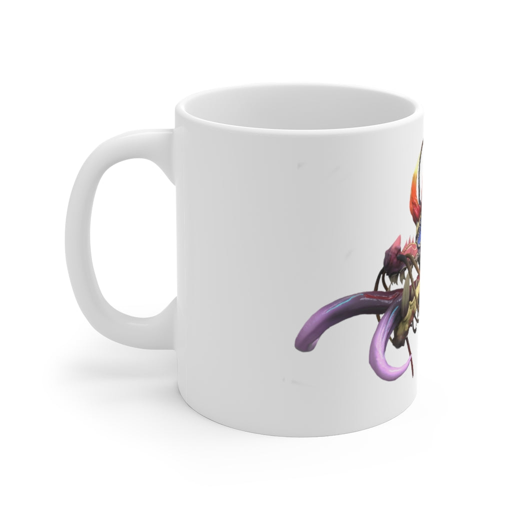 Ryuuk the Fish Dragon God Mug, 11oz, featuring a unique design with a scratch-resistant finish and easy-grip handle.