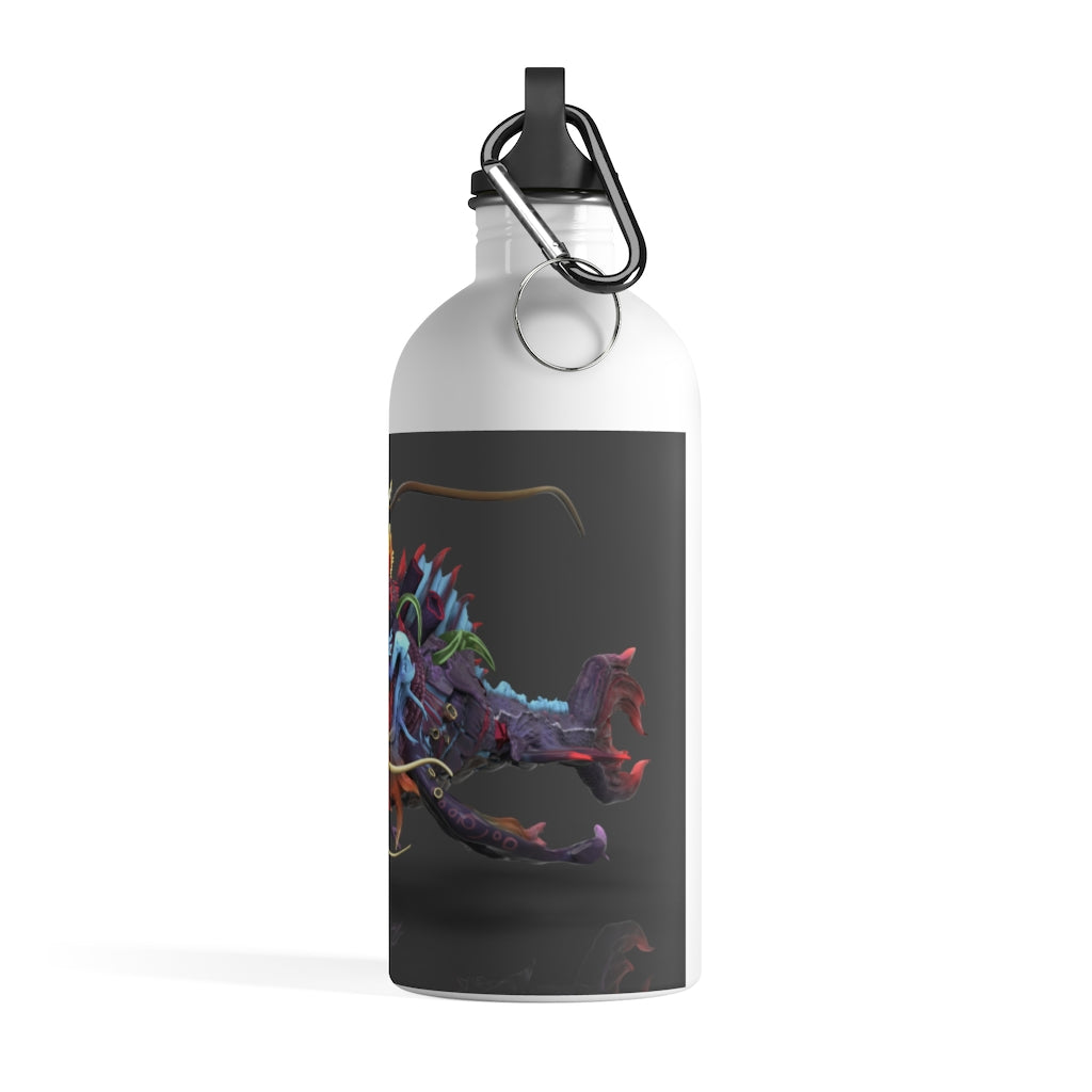 Ryuuk the Fish Dragon God stainless steel water bottle with a vibrant design and plastic screw top.