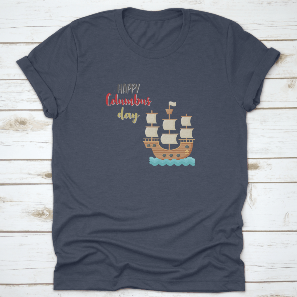 A stylish Sailing Ship t-shirt featuring the Caravel Santa Maria design, perfect for ocean lovers and sailing enthusiasts.