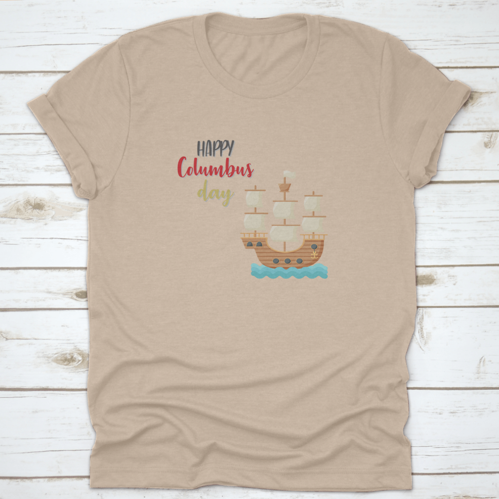 A stylish Sailing Ship t-shirt featuring the Caravel Santa Maria design, perfect for ocean lovers and sailing enthusiasts.