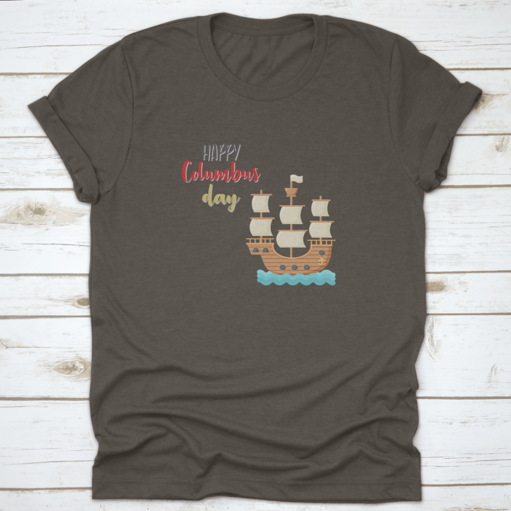 A stylish Sailing Ship t-shirt featuring the Caravel Santa Maria design, perfect for ocean lovers and sailing enthusiasts.