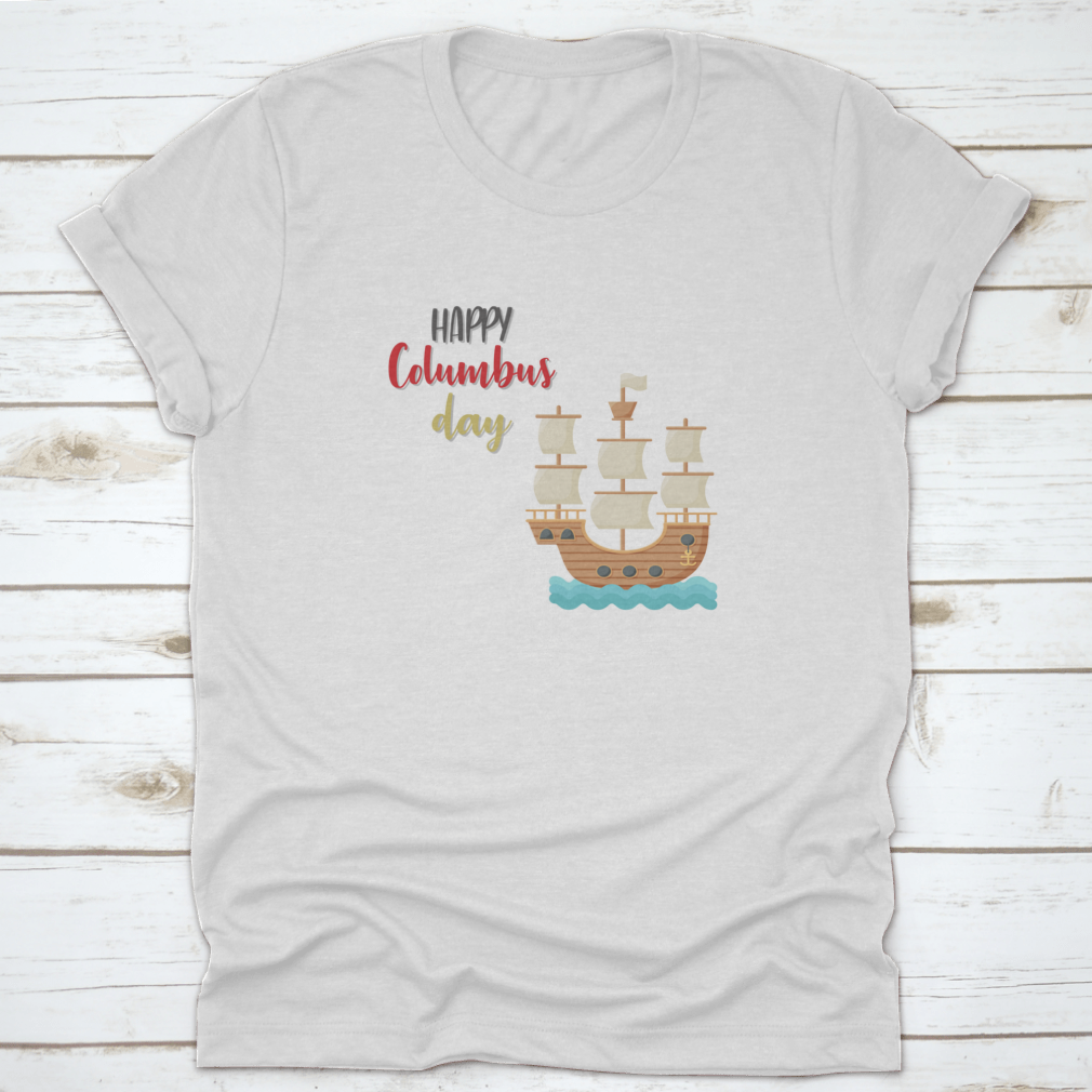 A stylish Sailing Ship t-shirt featuring the Caravel Santa Maria design, perfect for ocean lovers and sailing enthusiasts.