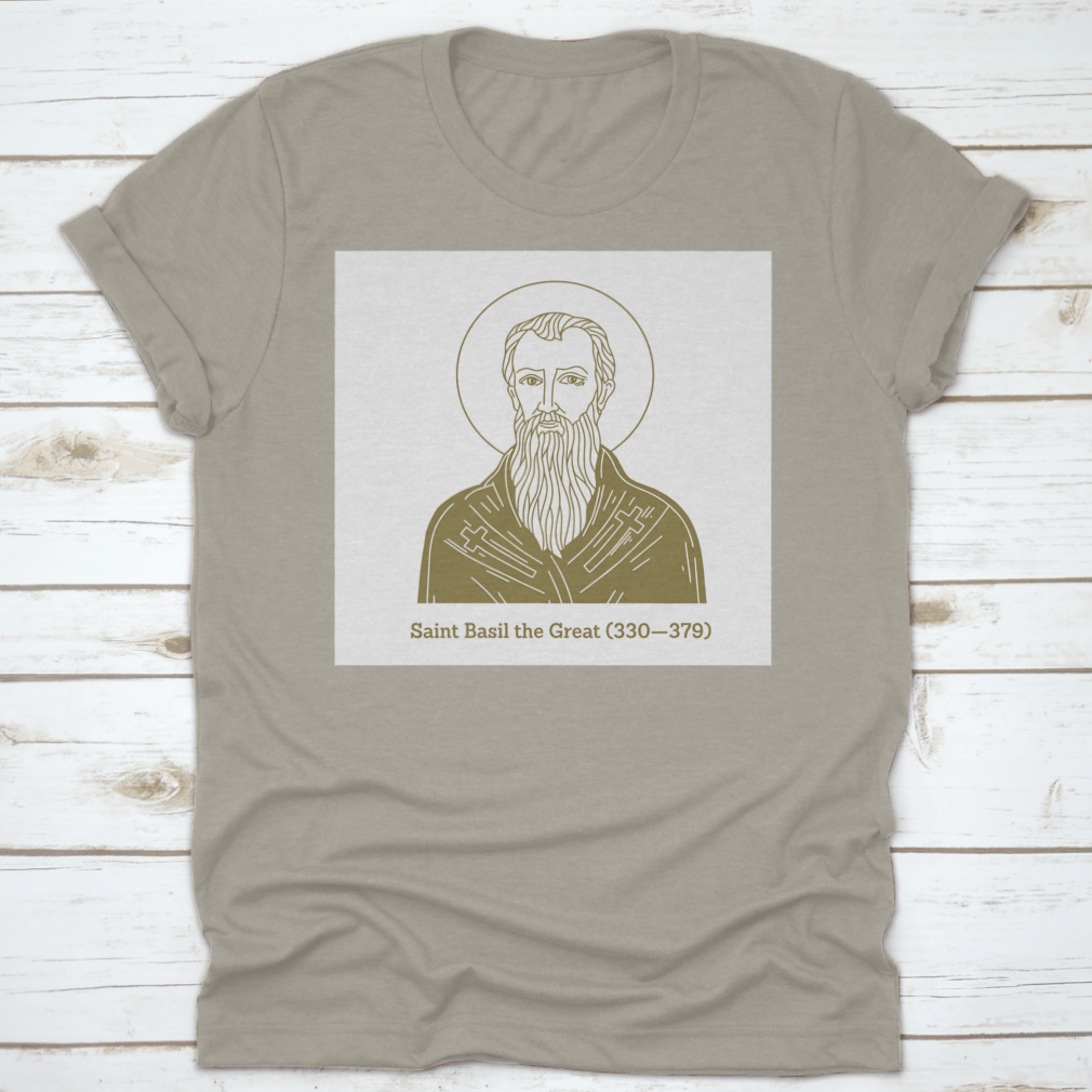 Saint Basil The Great vector design on a comfortable cotton shirt, showcasing a unique religious theme.
