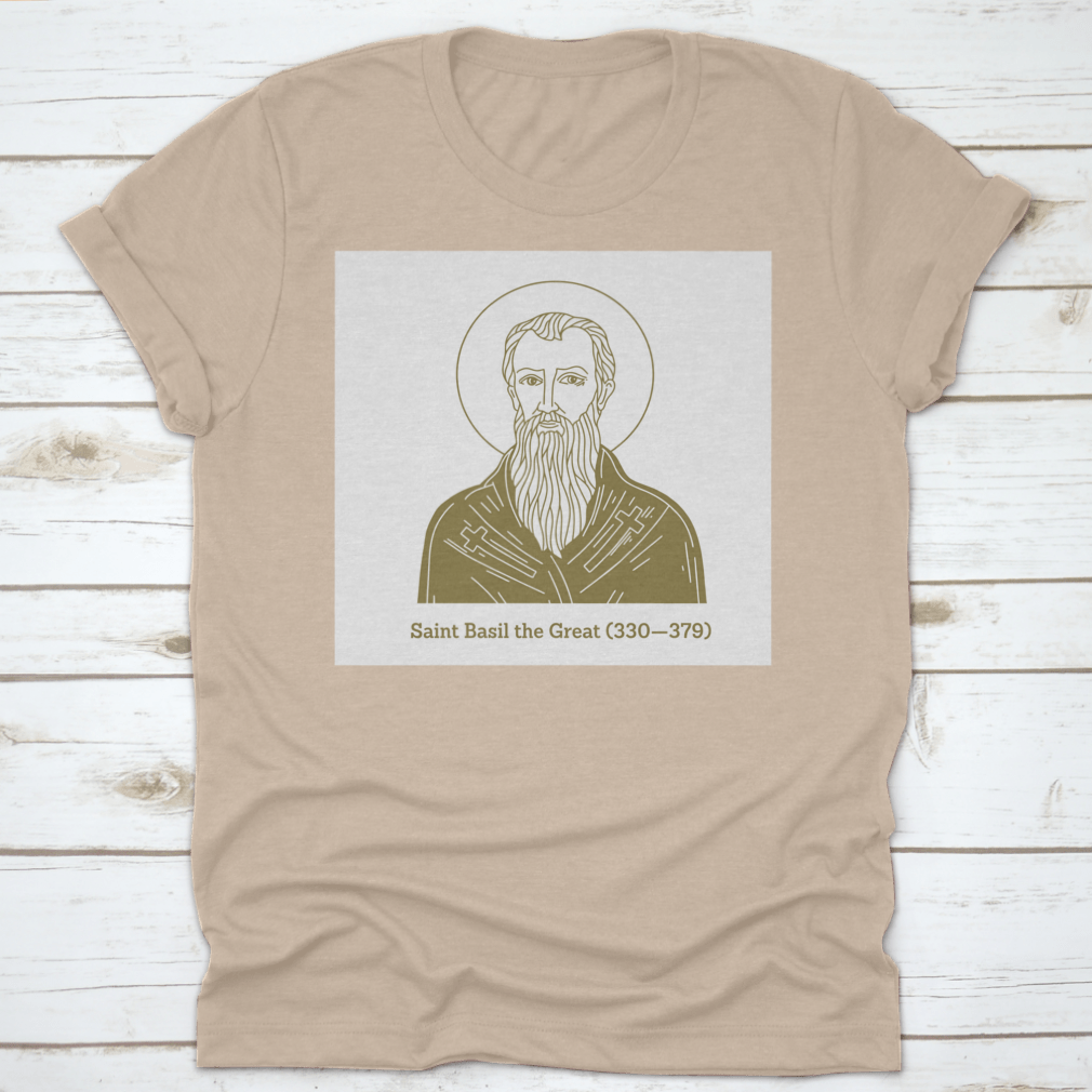 Saint Basil The Great vector design on a comfortable cotton shirt, showcasing a unique religious theme.