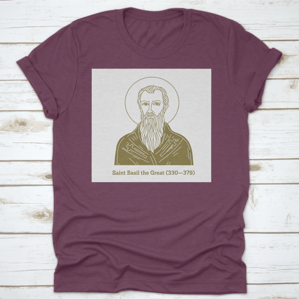 Saint Basil The Great vector design on a comfortable cotton shirt, showcasing a unique religious theme.
