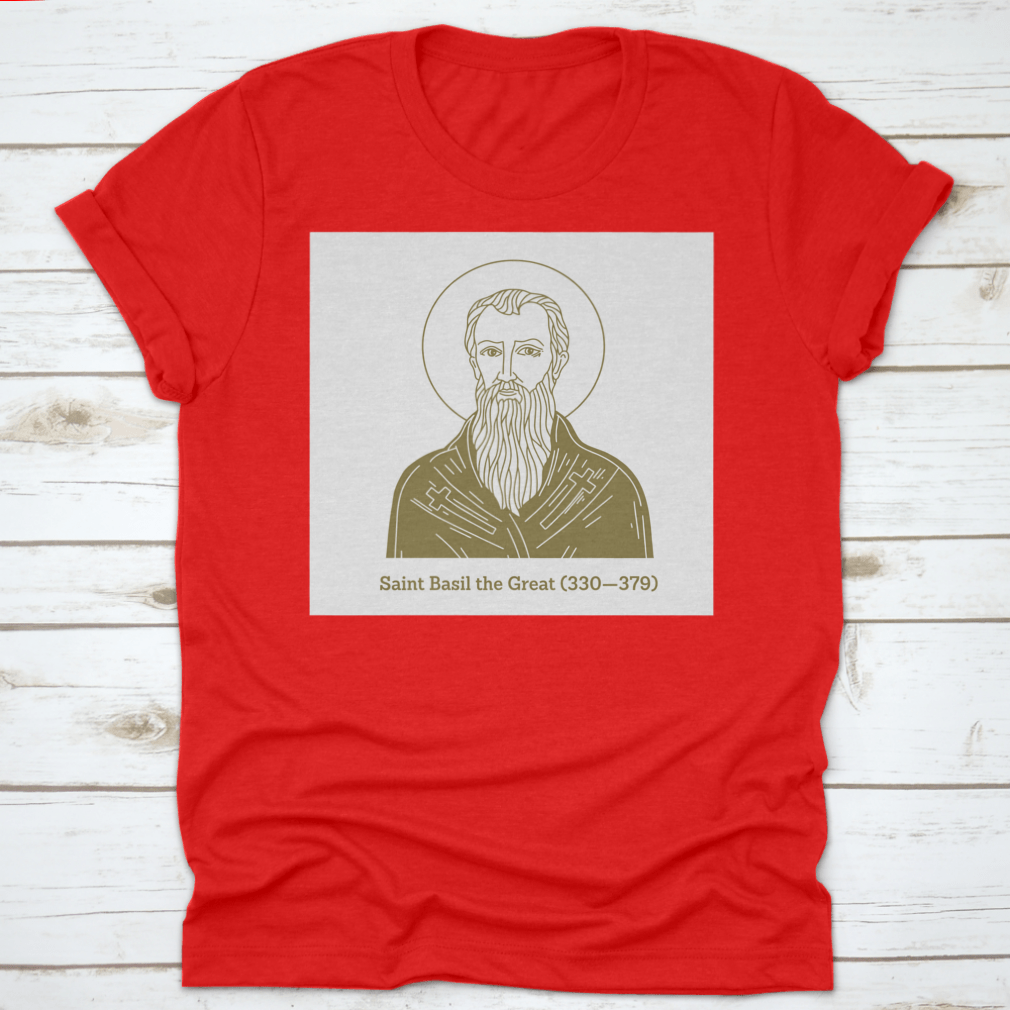 Saint Basil The Great vector design on a comfortable cotton shirt, showcasing a unique religious theme.