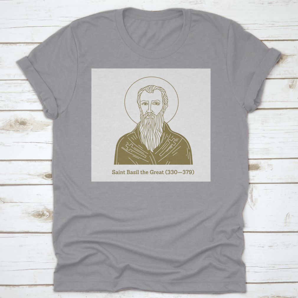 Saint Basil The Great vector design on a comfortable cotton shirt, showcasing a unique religious theme.