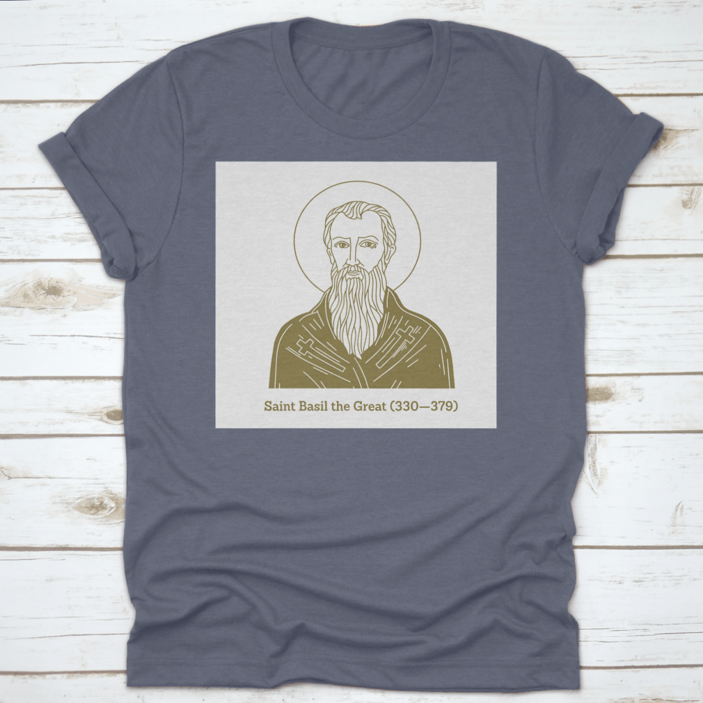Saint Basil The Great vector design on a comfortable cotton shirt, showcasing a unique religious theme.