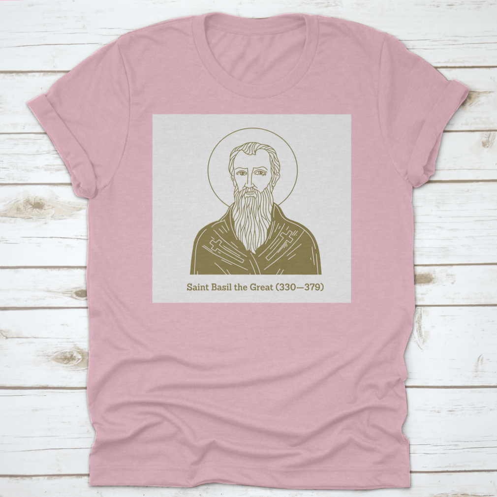 Saint Basil The Great vector design on a comfortable cotton shirt, showcasing a unique religious theme.