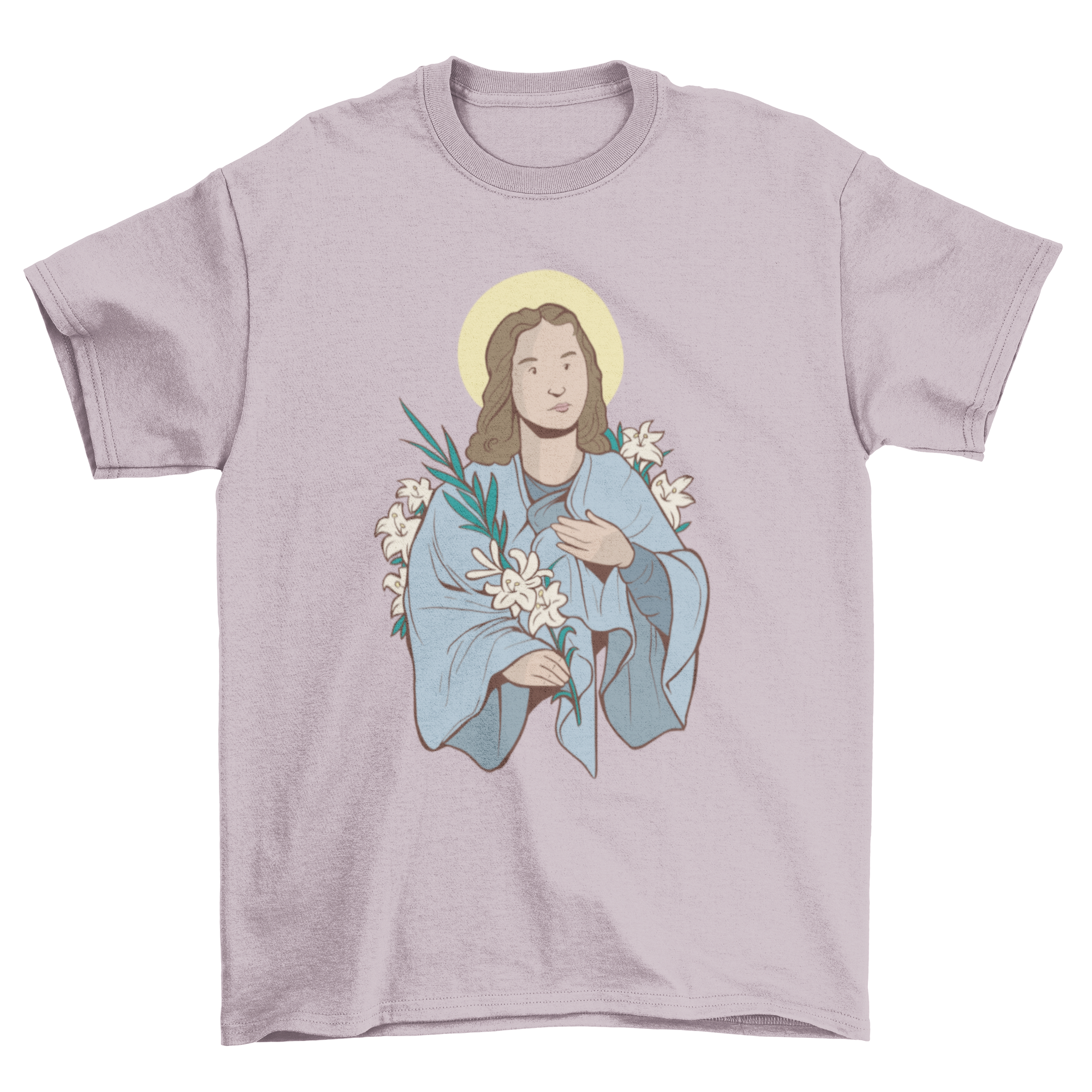 Saint Goretti T-shirt featuring a detailed illustration of Saint Goretti, showcasing vibrant colors and a stylish design.