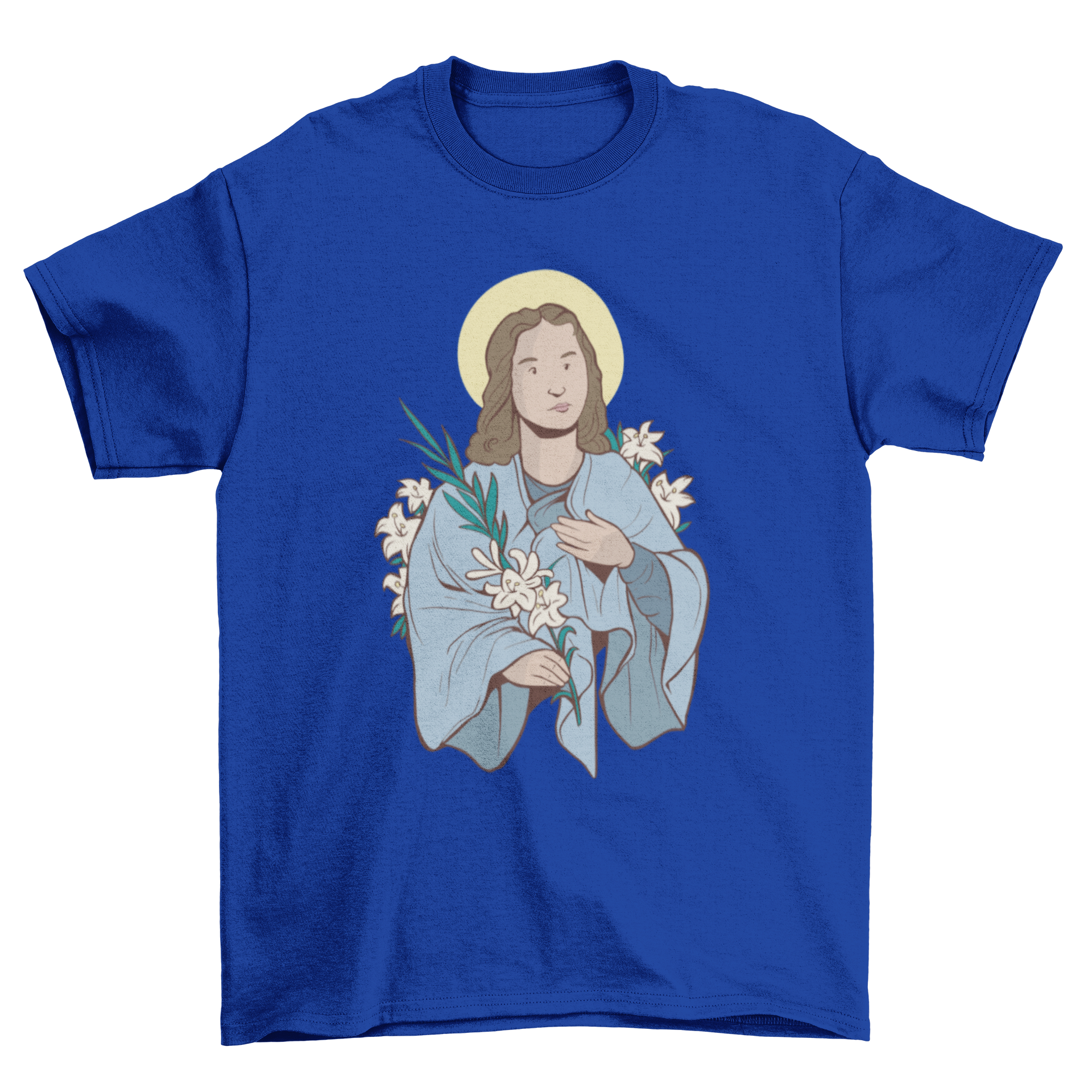 Saint Goretti T-shirt featuring a detailed illustration of Saint Goretti, showcasing vibrant colors and a stylish design.