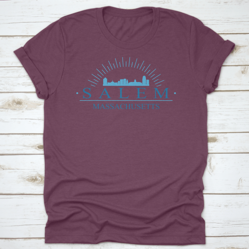Salem Massachusetts skyline silhouette vector banner design showcasing iconic buildings and structures.