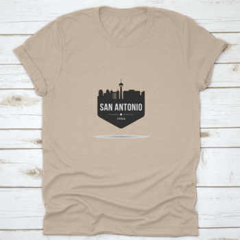 San Antonio City Modern Skyline Vector Dark Inked Logo Shirt, showcasing a stylish skyline design on a comfortable cotton fabric.