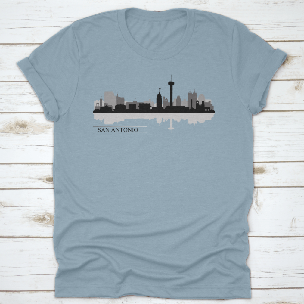Vector illustration of the San Antonio city skyline silhouette, showcasing iconic buildings and structures against a minimalist background.
