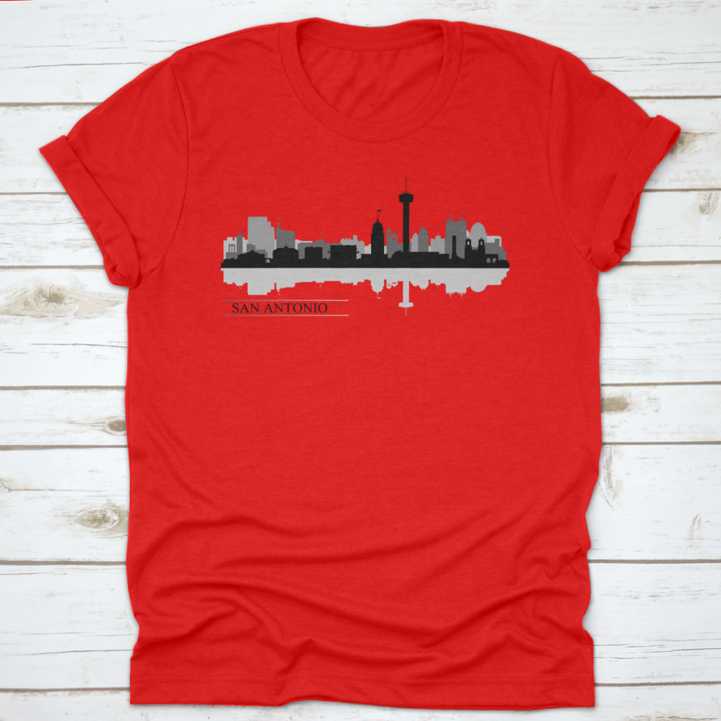 Vector illustration of the San Antonio city skyline silhouette, showcasing iconic buildings and structures against a minimalist background.