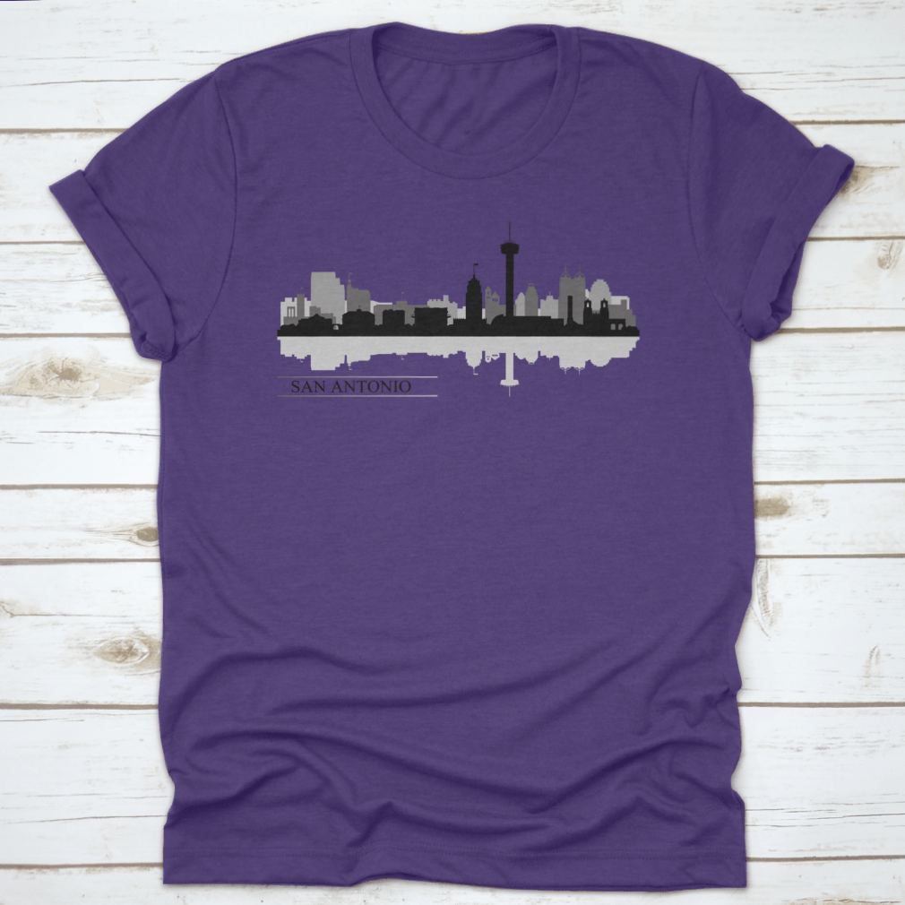 Vector illustration of the San Antonio city skyline silhouette, showcasing iconic buildings and structures against a minimalist background.