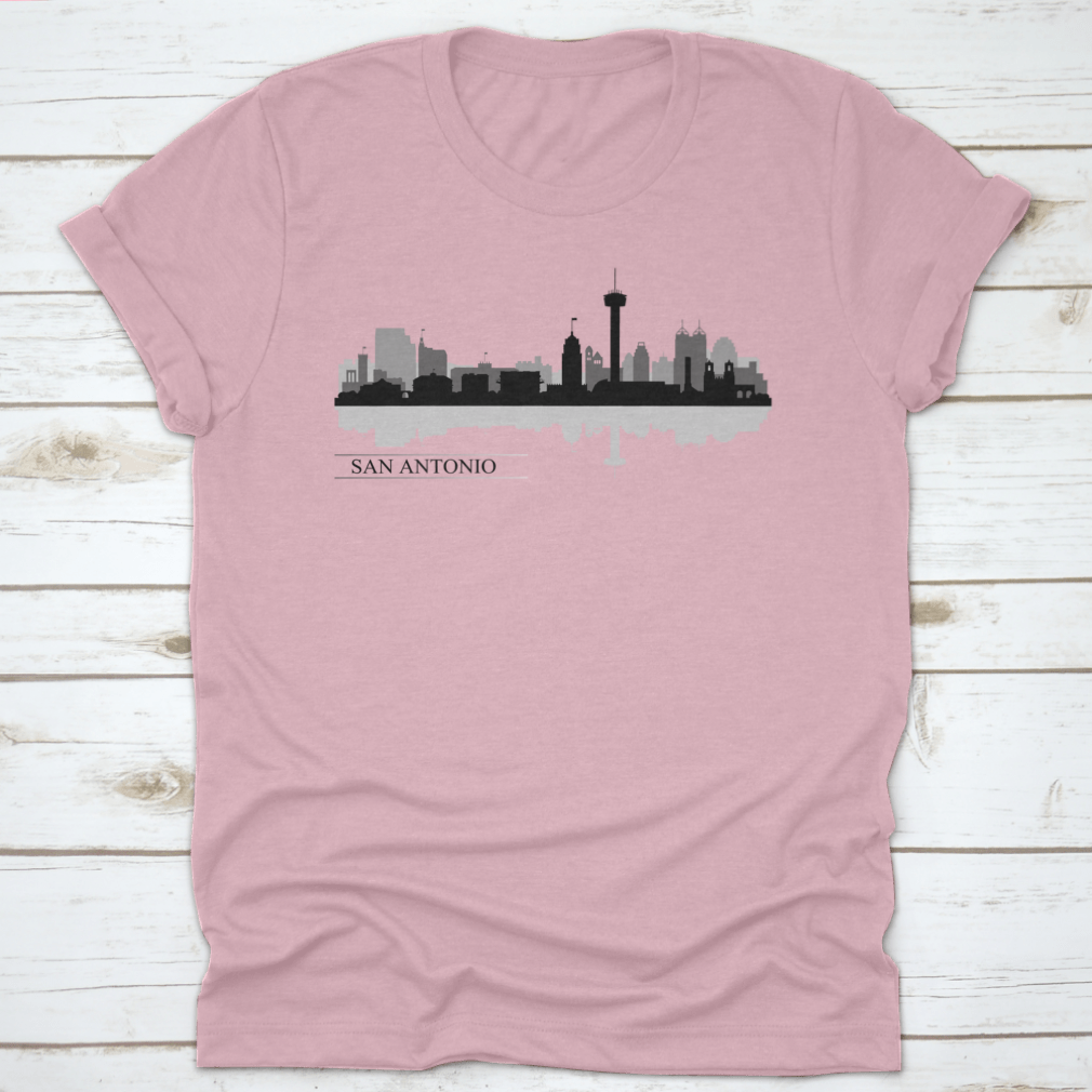 Vector illustration of the San Antonio city skyline silhouette, showcasing iconic buildings and structures against a minimalist background.