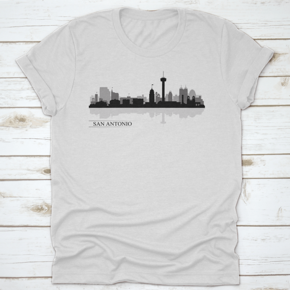 Vector illustration of the San Antonio city skyline silhouette, showcasing iconic buildings and structures against a minimalist background.