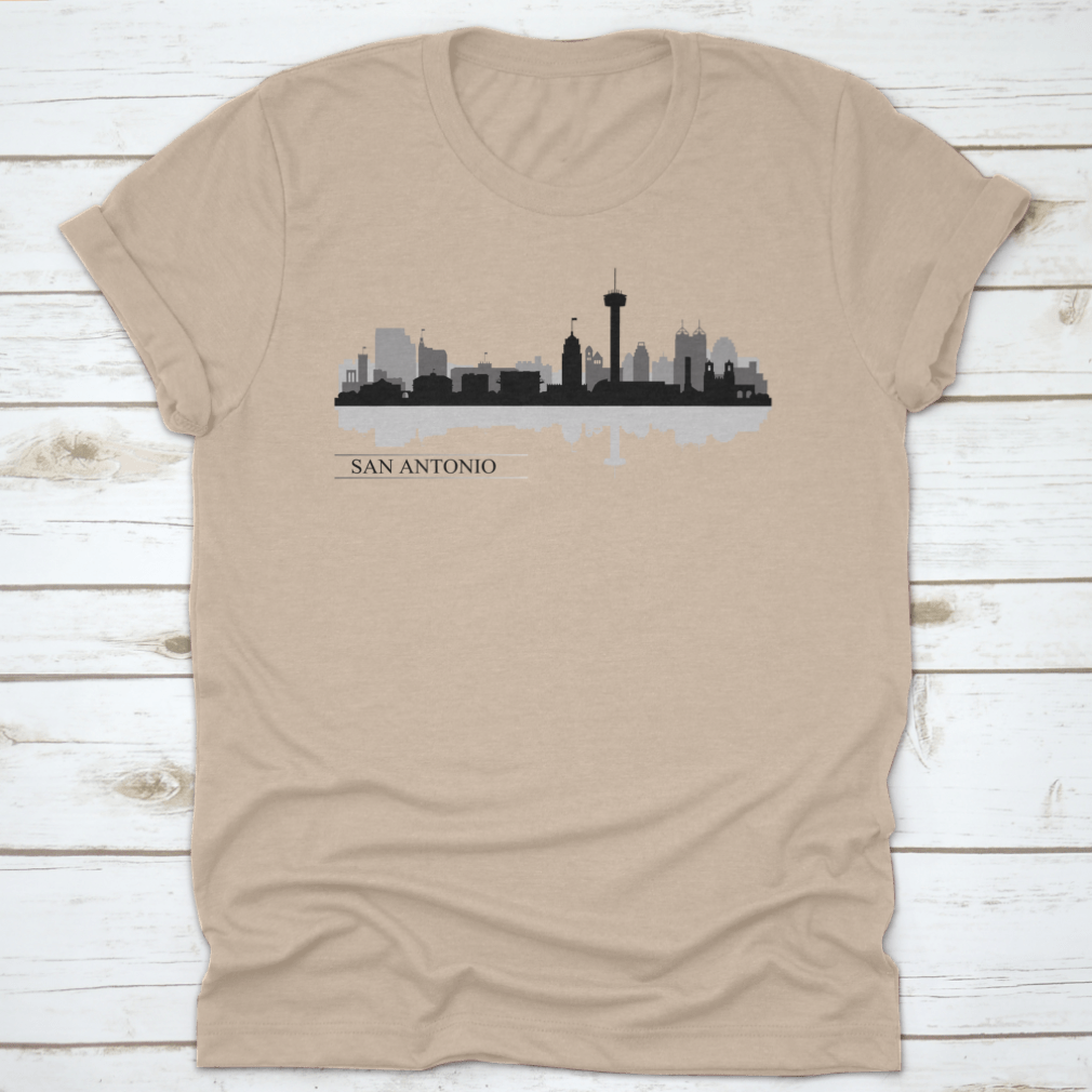 Vector illustration of the San Antonio city skyline silhouette, showcasing iconic buildings and structures against a minimalist background.
