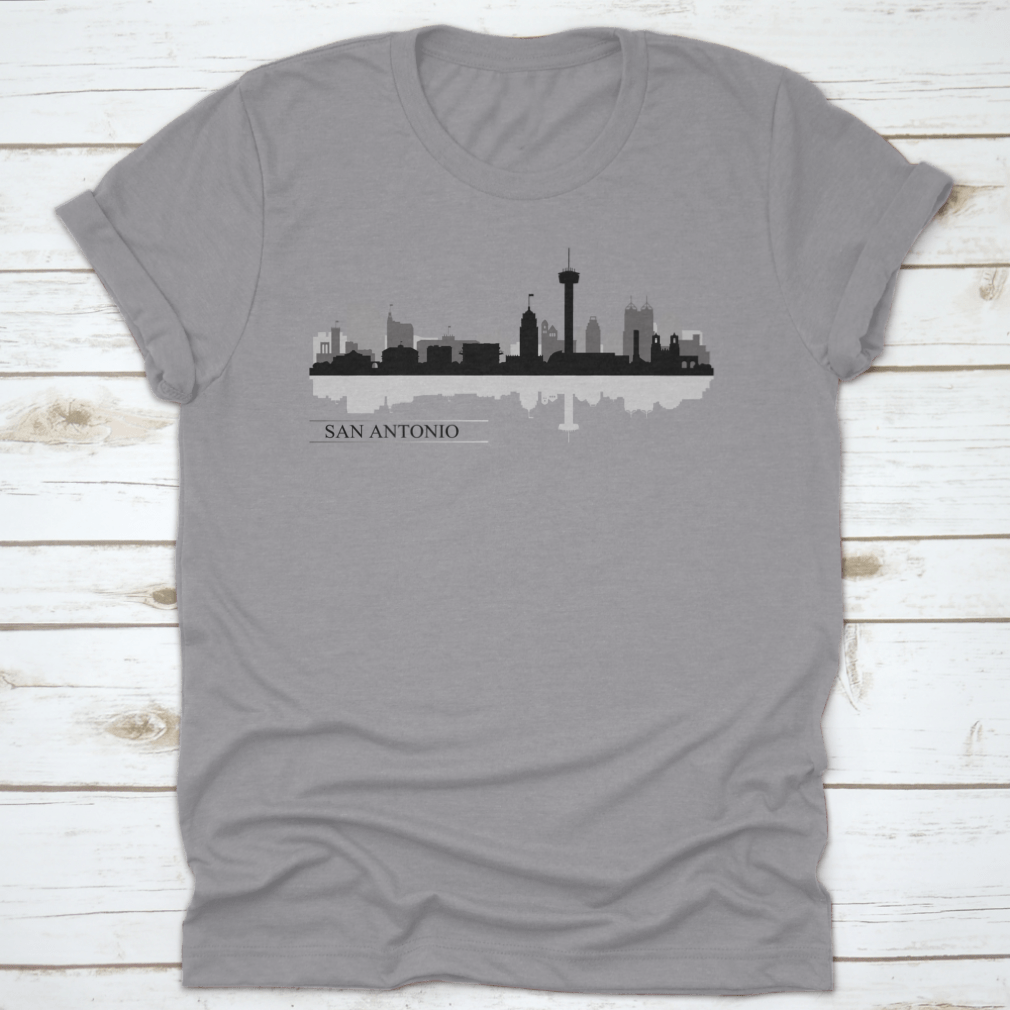 Vector illustration of the San Antonio city skyline silhouette, showcasing iconic buildings and structures against a minimalist background.