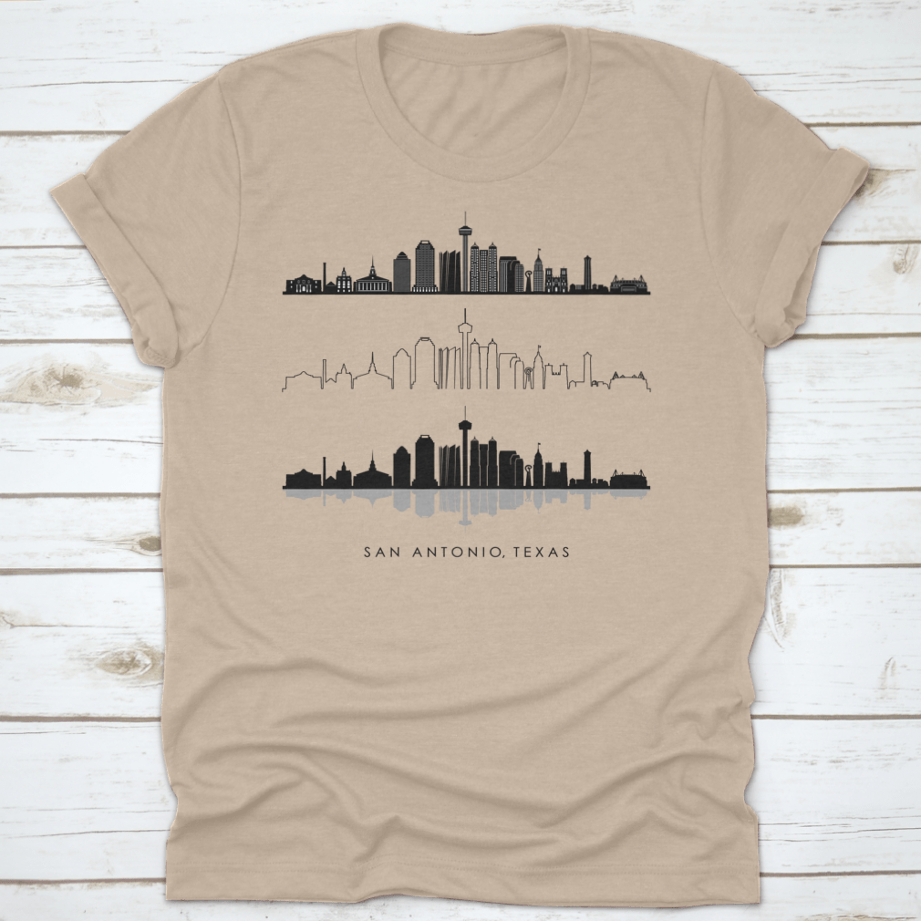 Vector illustration of the San Antonio Texas skyline silhouette, showcasing iconic buildings and structures.