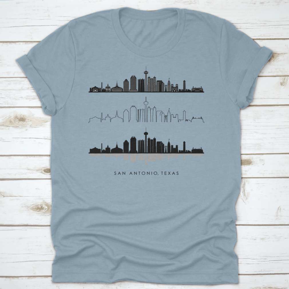 Vector illustration of the San Antonio Texas skyline silhouette, showcasing iconic buildings and structures.
