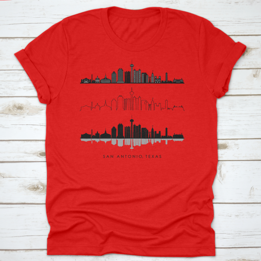 Vector illustration of the San Antonio Texas skyline silhouette, showcasing iconic buildings and structures.