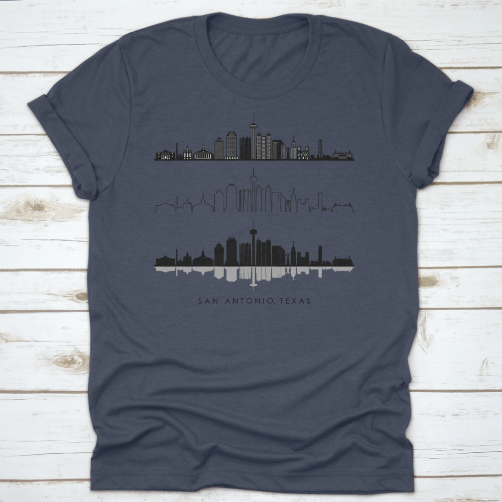 Vector illustration of the San Antonio Texas skyline silhouette, showcasing iconic buildings and structures.