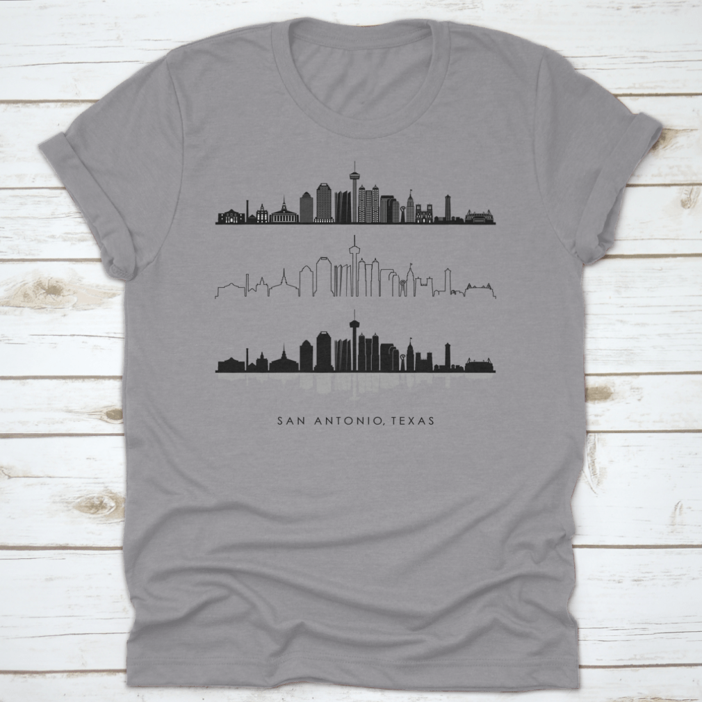 Vector illustration of the San Antonio Texas skyline silhouette, showcasing iconic buildings and structures.