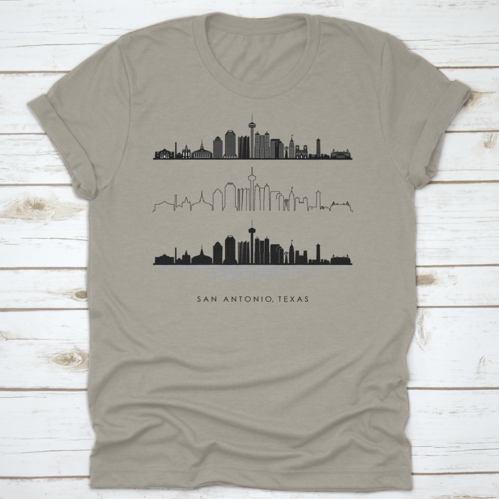 Vector illustration of the San Antonio Texas skyline silhouette, showcasing iconic buildings and structures.