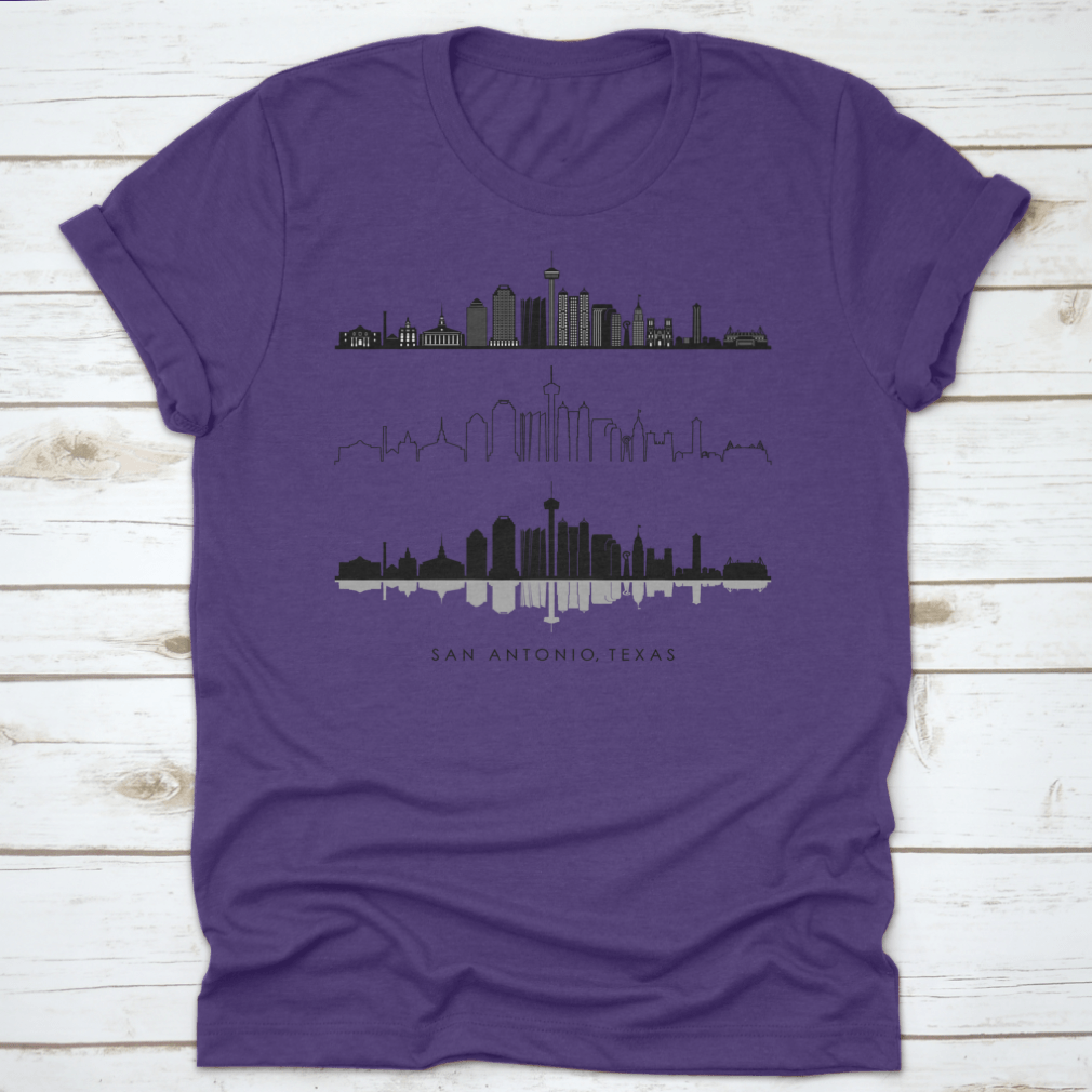 Vector illustration of the San Antonio Texas skyline silhouette, showcasing iconic buildings and structures.
