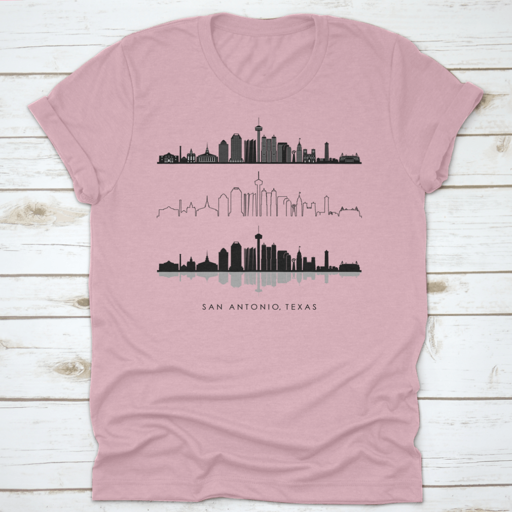 Vector illustration of the San Antonio Texas skyline silhouette, showcasing iconic buildings and structures.