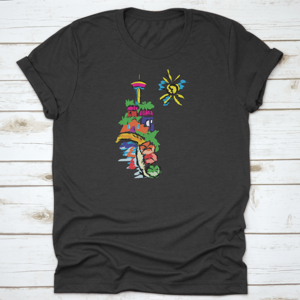 Colorful paint design T-shirt featuring San Antonio Texas, showcasing vibrant colors and artistic representation.