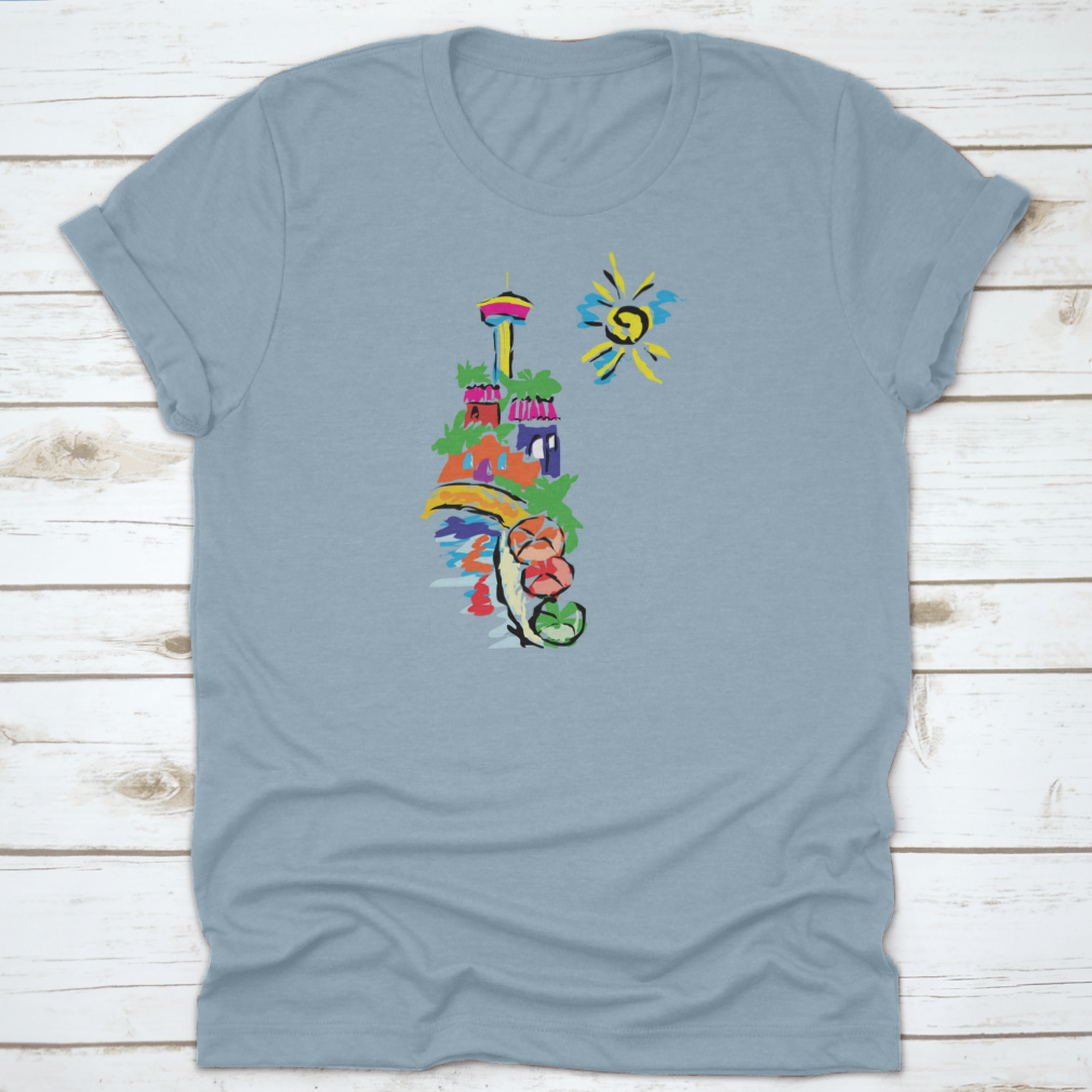 Colorful paint design T-shirt featuring San Antonio Texas, showcasing vibrant colors and artistic representation.