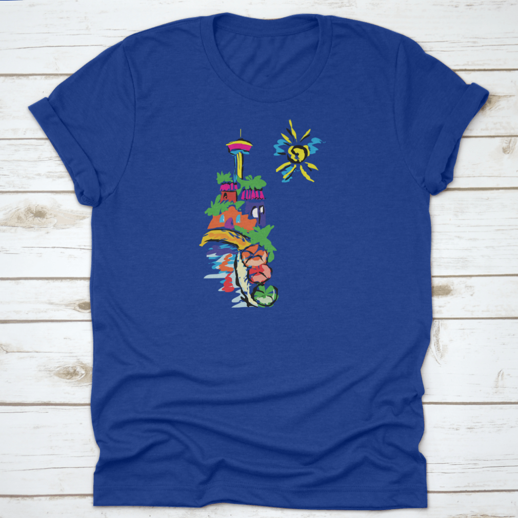 Colorful paint design T-shirt featuring San Antonio Texas, showcasing vibrant colors and artistic representation.
